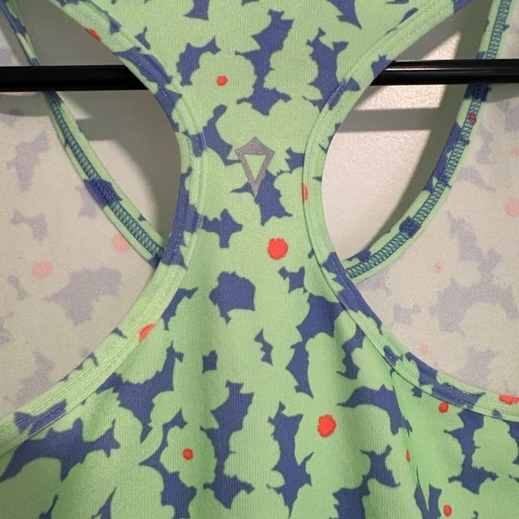 Ivivva by Lululemon Racerback Summer Athletic Green FloralTank Top Girls Size 14 - Picture 7 of 7
